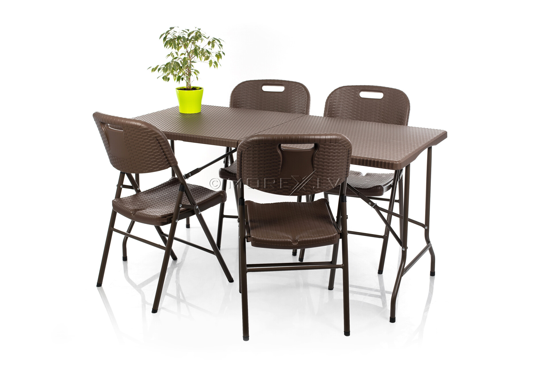 Folding table with a rattan design 152x70 cm chairs RAK152-R53