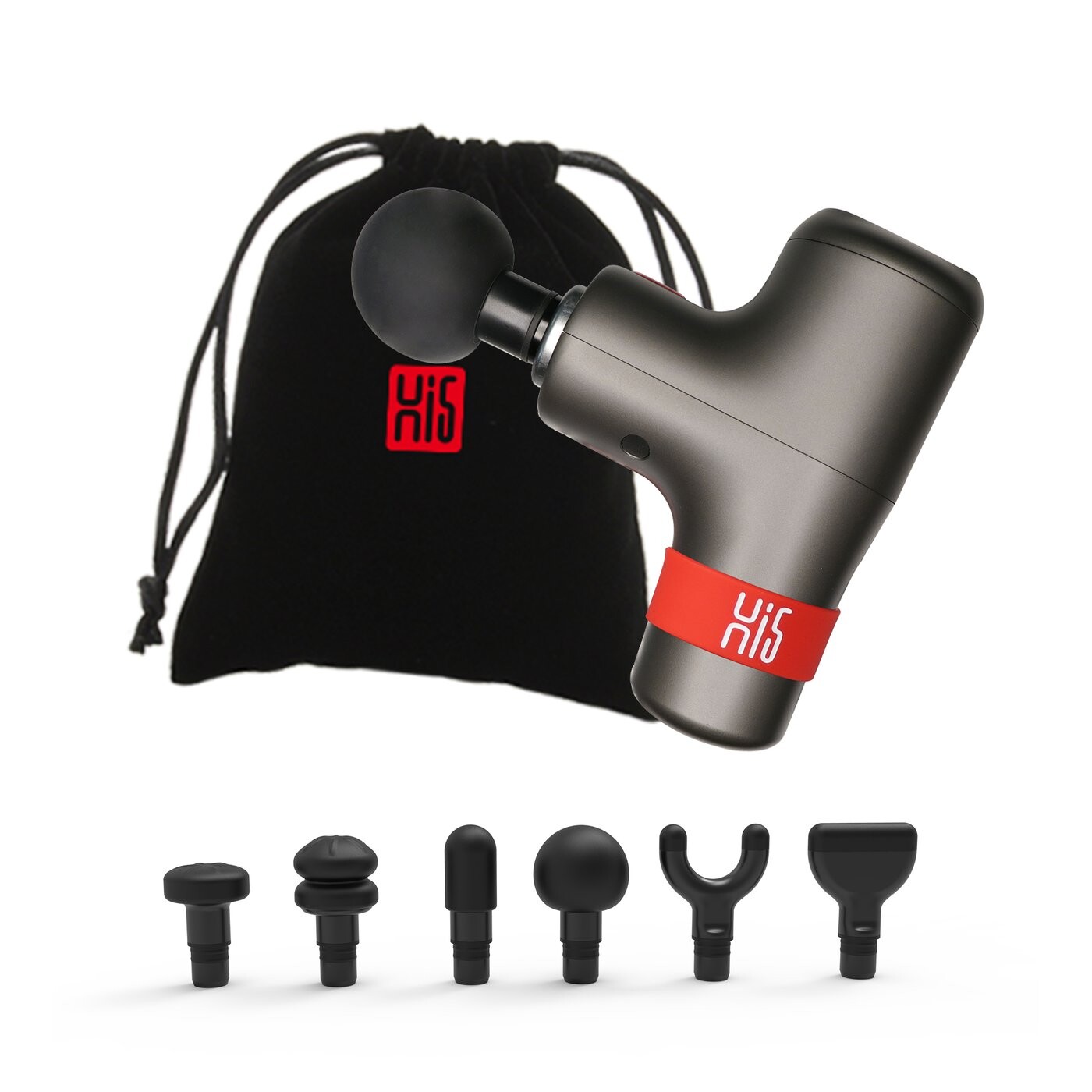 Mini muscle massage gun Hi5 General Vibrating, with 6 head attachments,  galaxy grey, 10367 Massagers pirkti internetu, prekė pristatoma nurodytu  adresu, užsakykite, parduotuvė Rygoje