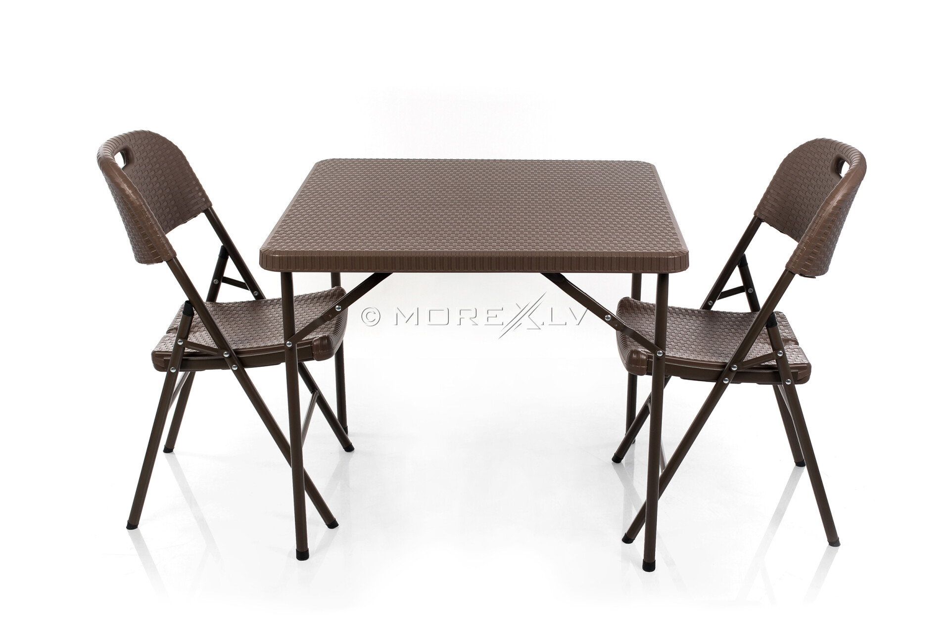 Square plastic folding table with a rattan design 78x78x74 cm